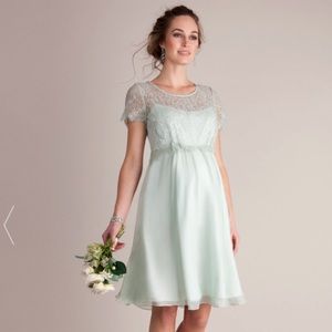 Mint Lace & Silk Chiffon Maternity Dress